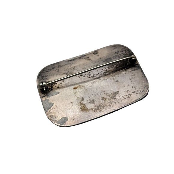 Gilt Chinese Enamel Brooch Gold Plated Front Colorful Design Sterling Silver - Picture 6 of 8